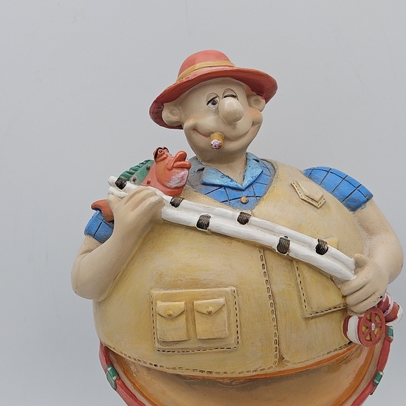 piggy bank~ Vintage unique big belly fisherman 10 in tall - Picture 6 of 13